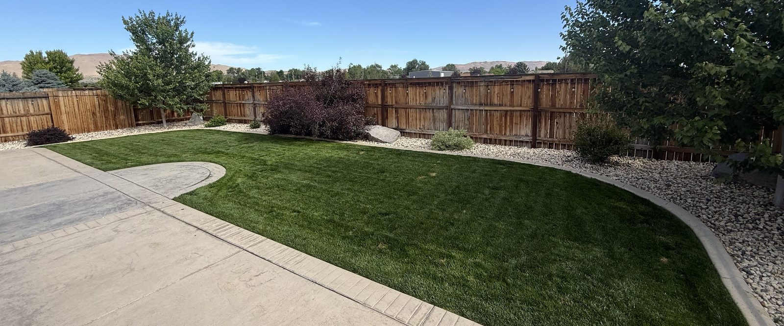 Deep green, evenly fertilized backyard lawn maintained by Spanish Springs Lawn Care